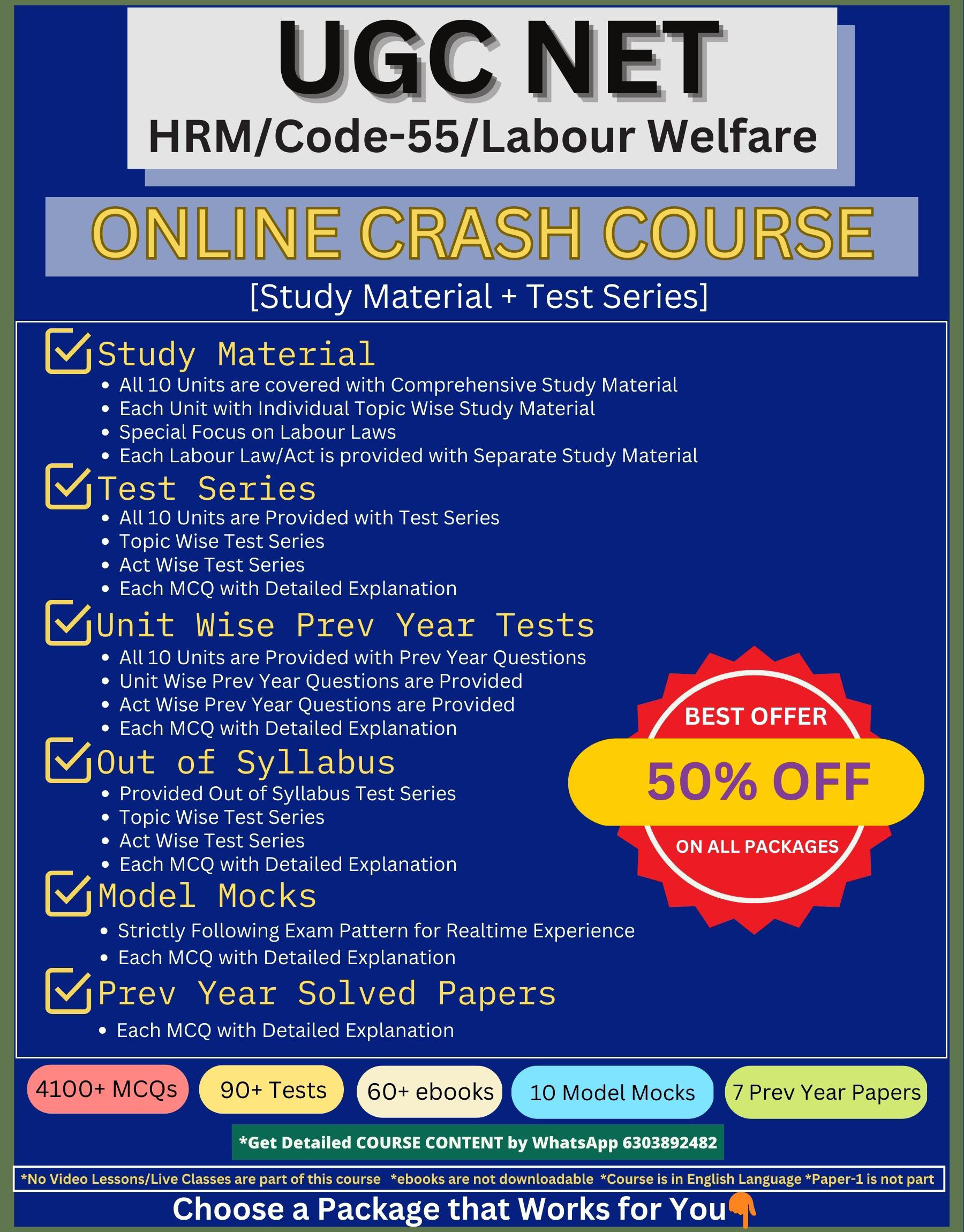 Online course with test series and study materials for UGC NET HRM Code55 Labour welfare Industrial relations