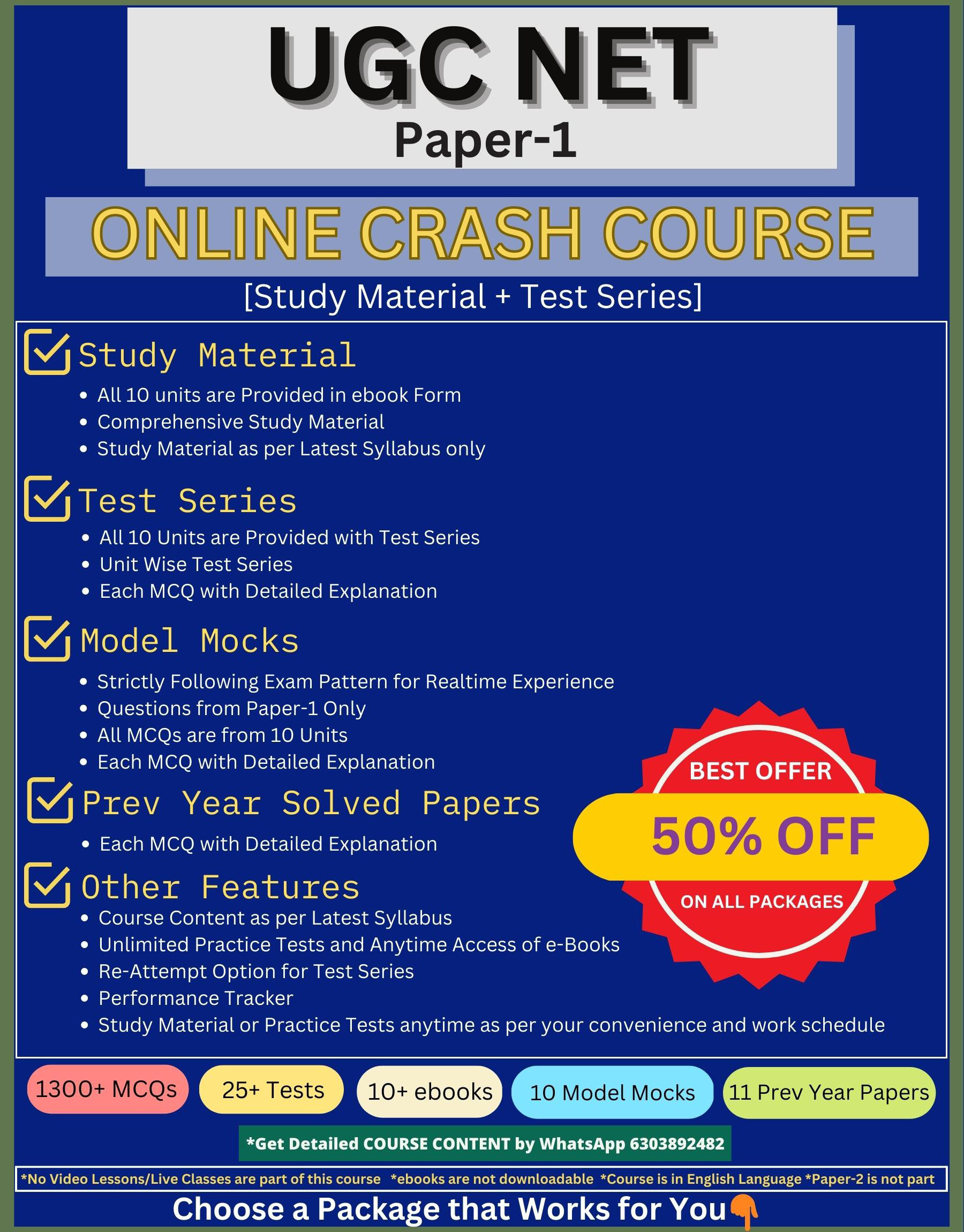 Online course with test series and study materials for UGC NET Paper1 General Paper