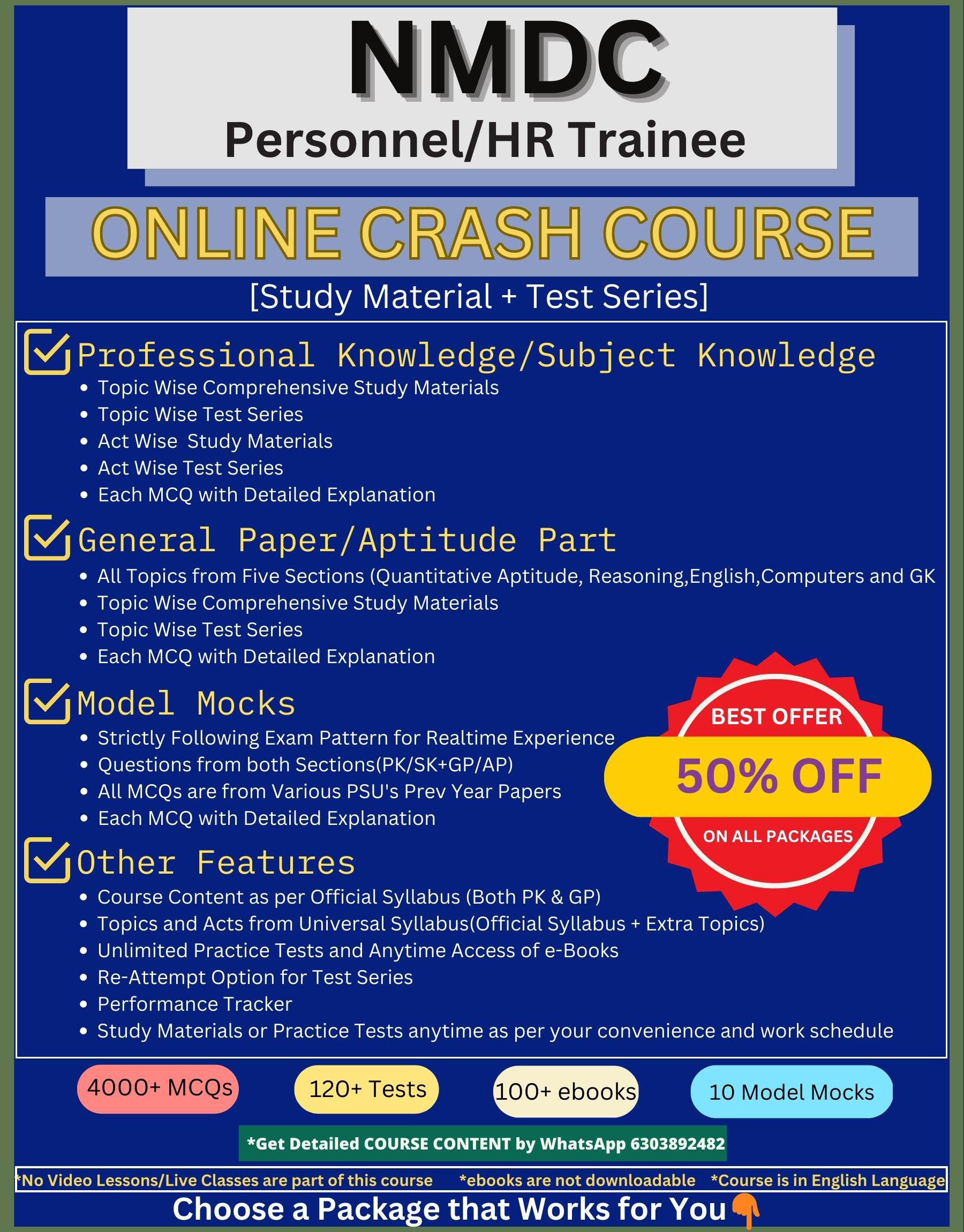Online course with test series and study materials for nmdc administrative officer personnel traine