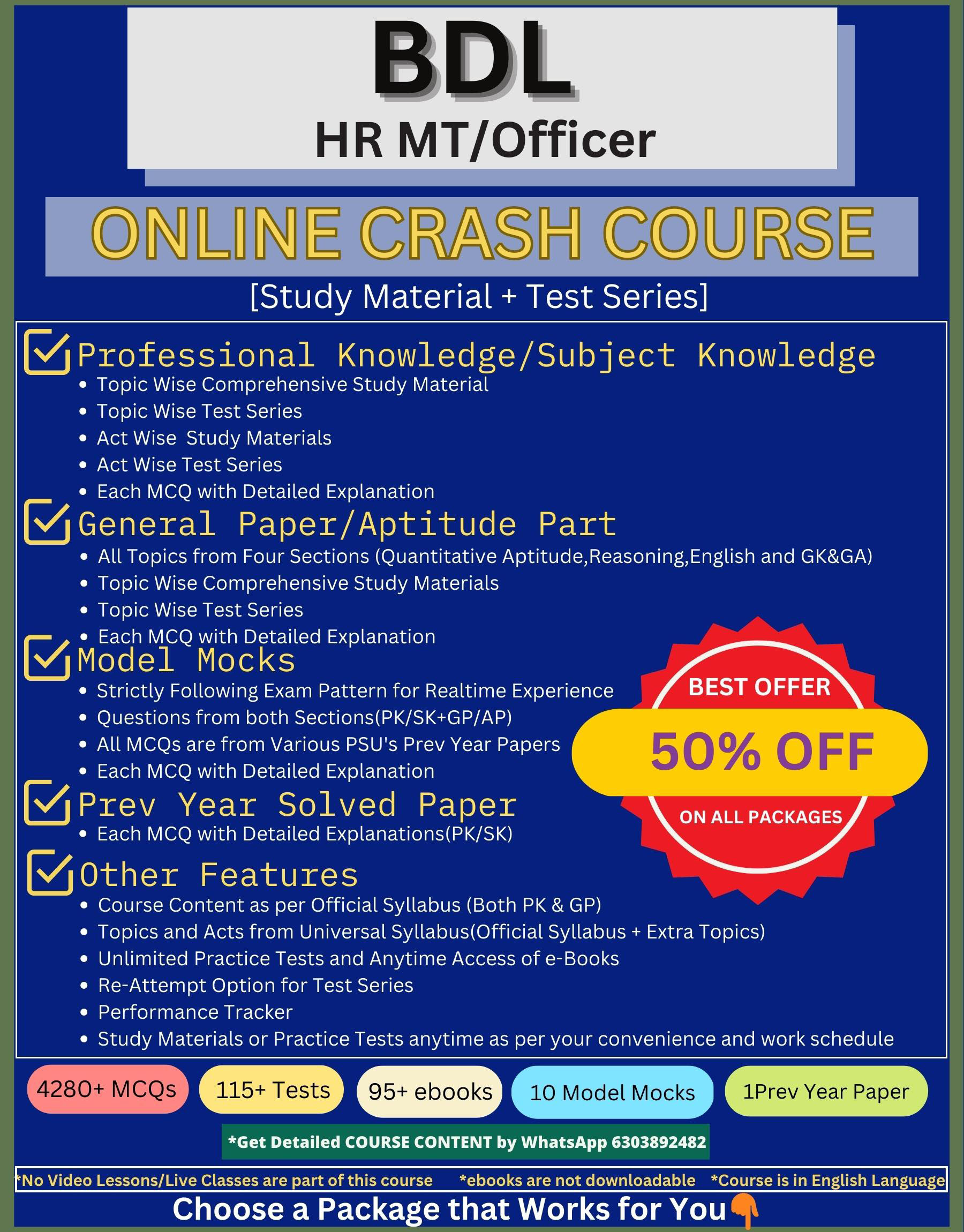Online course with test series and study materials for Bharath Dynamics ltd BDL MT HR