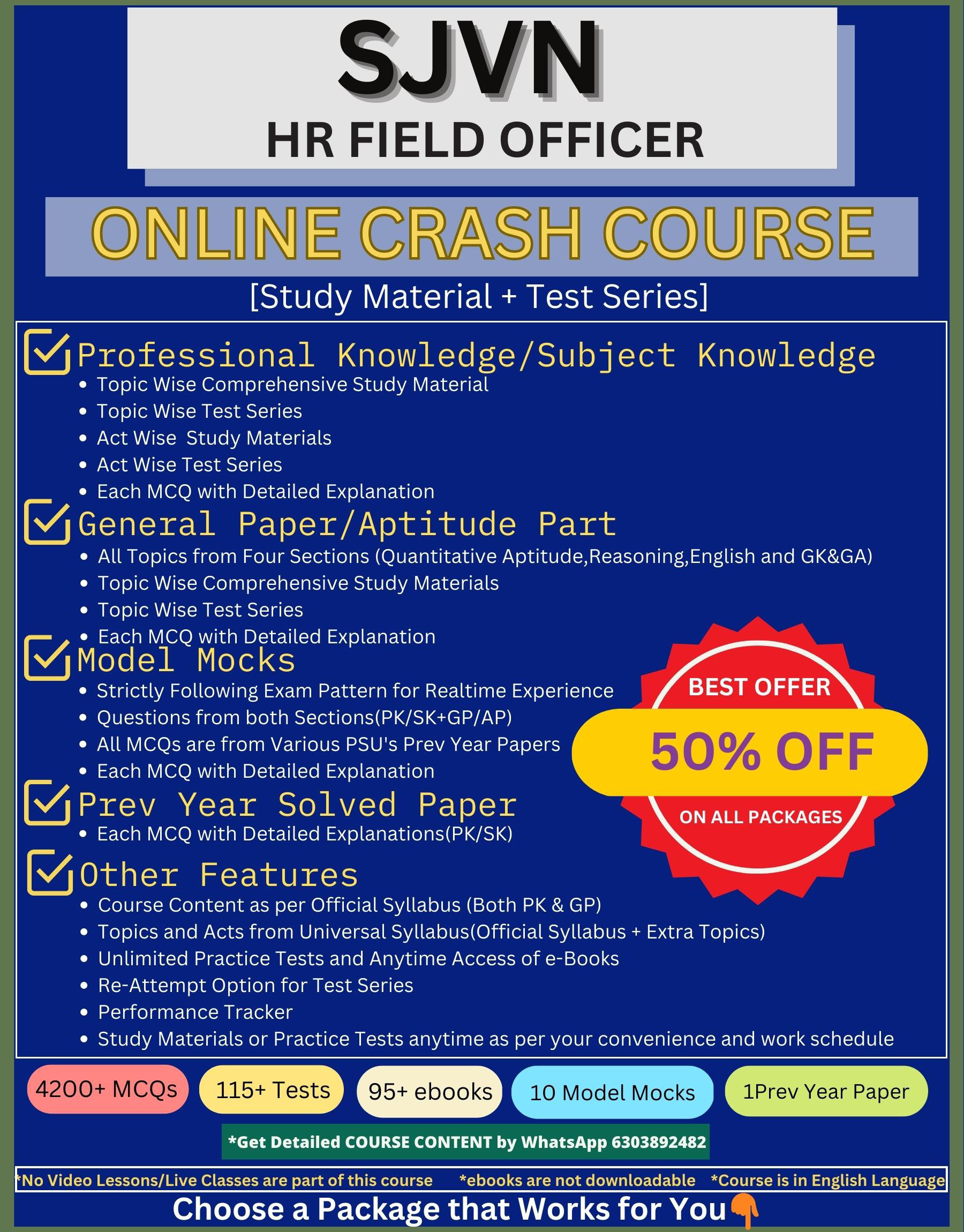 Online course with test series and study materials for SJVN HR Field Officer