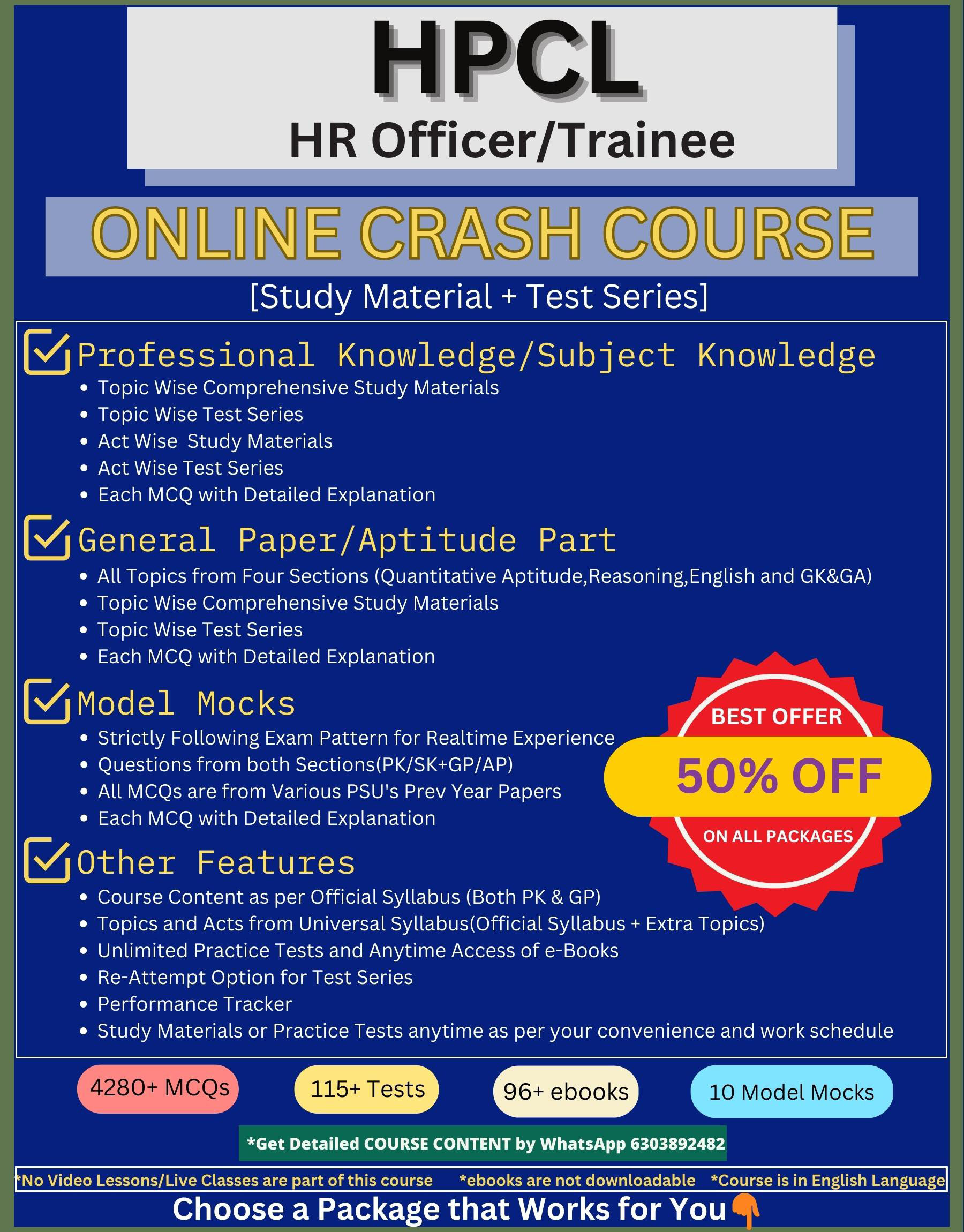Online course with test series and study materials for Hindustan Petroleum Corporation HPCL HR Officer