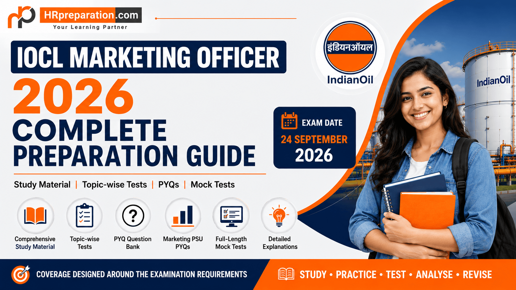 IOCL Marketing Officer 2026 Complete Preparation Guide with study material, topic-wise tests, PYQ question bank and mock tests